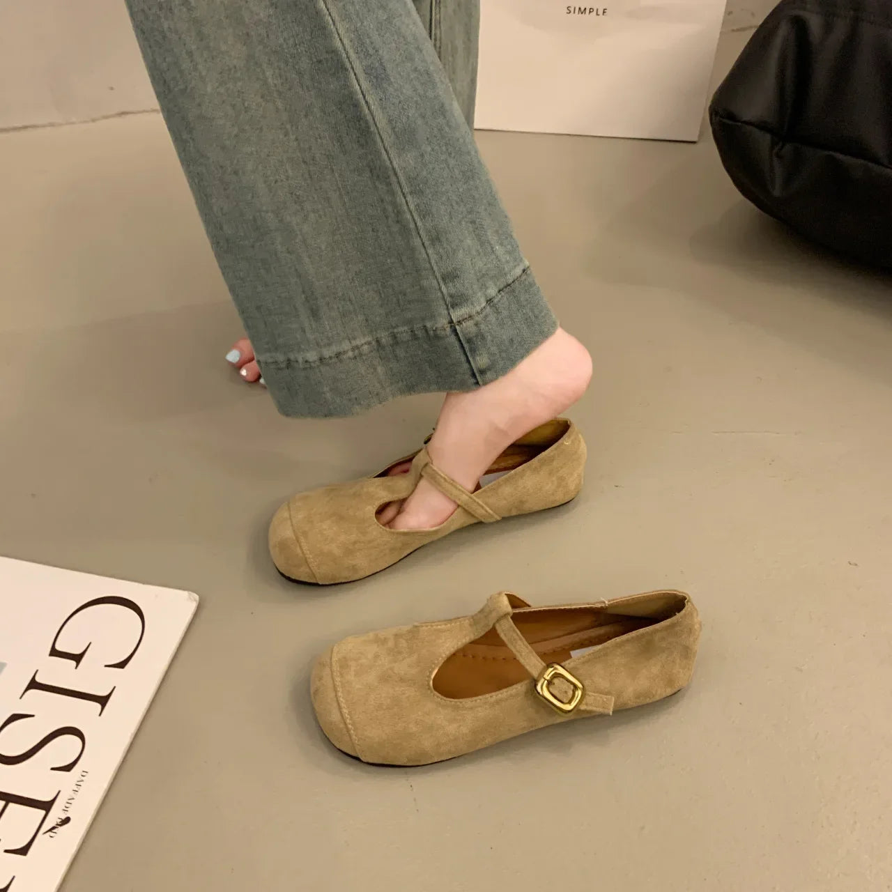 LBSFY  -  Leopard Women Shoes Flats Mary Jane Walking Casual Spring Fashion Woman Dress Buckle Retro Single Shoes Zapatillas De Muje