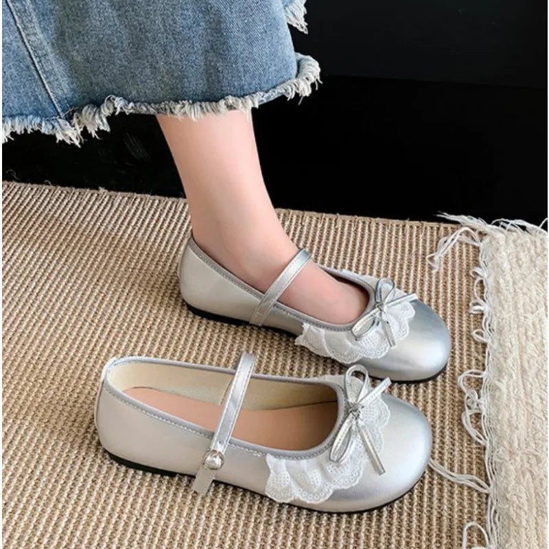 LBSFY -2025 Autumn Lace Women Mary Jane Shoes Fashion Shallow Round Toe Lolita Shoes Ladies Elegant Outdoor Single Shoes Women Loafers