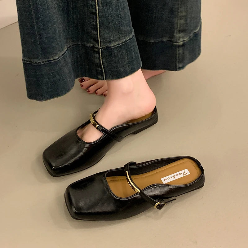 LBSFY -Summers New Style Women Cover Toe Mules Slippers Fashion Shallow Slip on Slide Ladies Women's Elegant Dress Shoes Zapatos Mujer