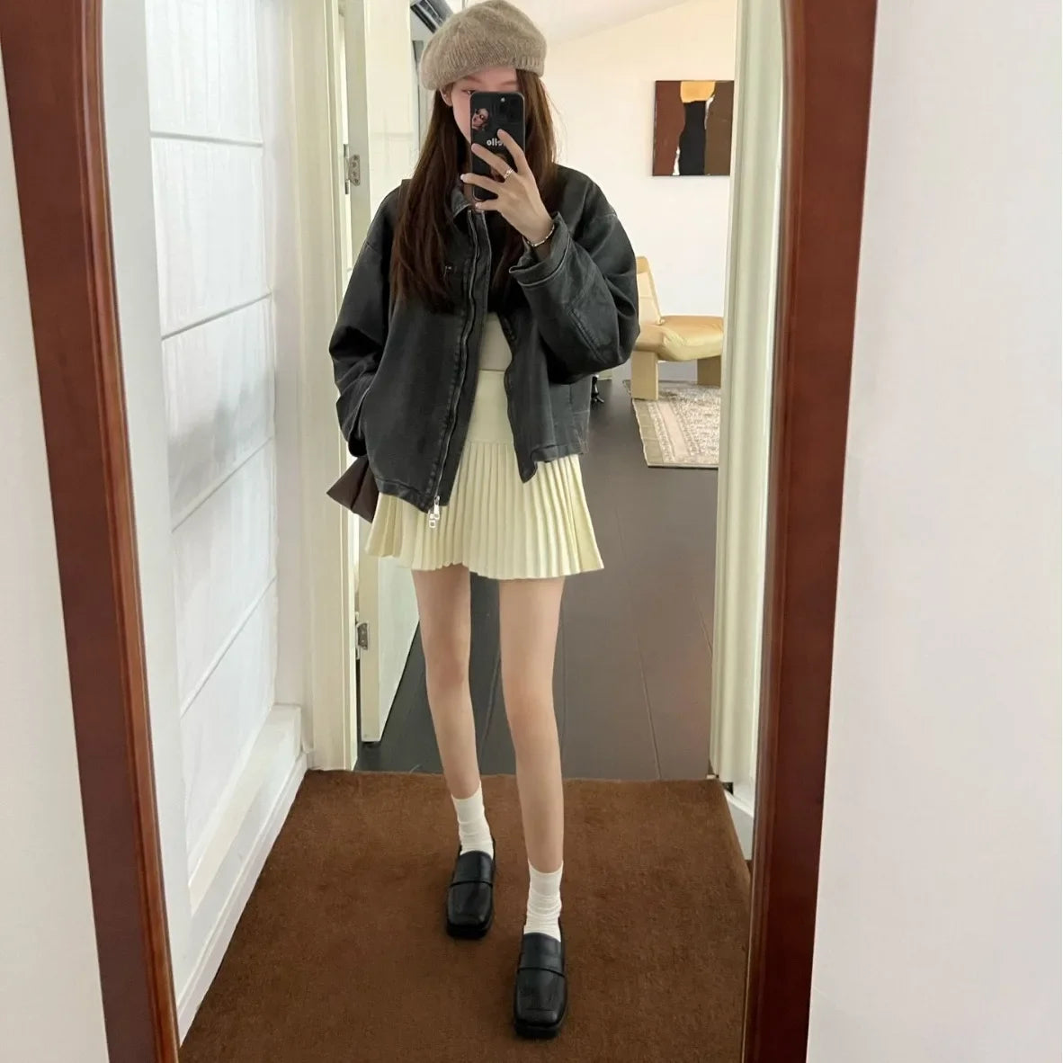 LBSFY  -  Size 34-40 Women PU Autumn Real Leather Loafers Casual Spring 2025 Flats Shoes Low Heels Vintage Office Lady Daily Dress