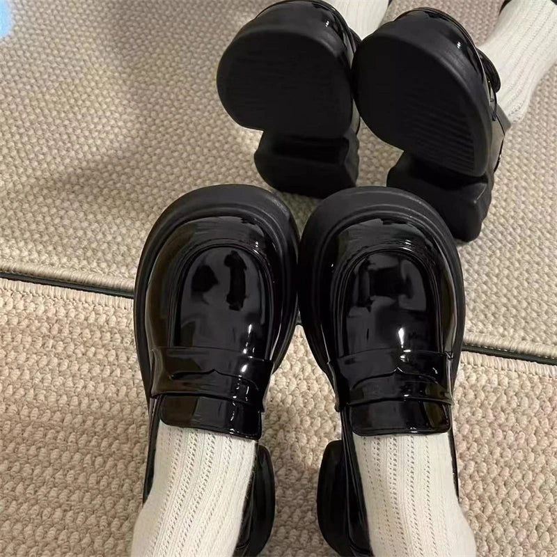 LBSFY  -  Platform Mid Heel 5cm Sweet Girls Lolita Shoes Women's Autumn British College Student Retro Jk Uniform Black Gothic Kawaii Shoes
