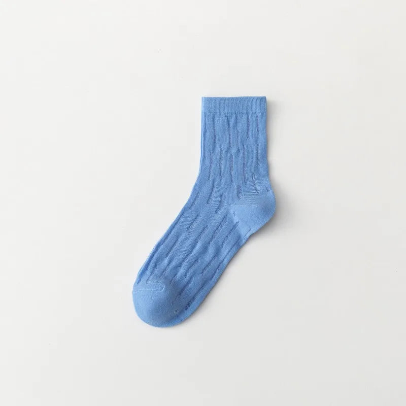 Lbsfy Women's Socks Cotton Mesh Middle Tube Summer Breathable Thin Japanese Style Solid Color Harajuku Short Crew Socks For Girls Gift