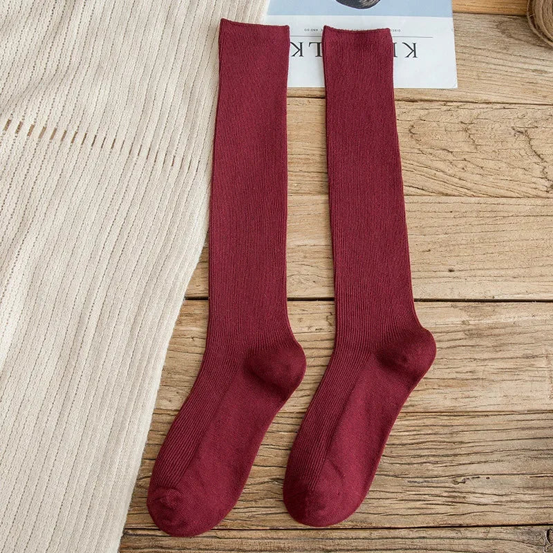 Lbsfy 10 Colors Autumn Women's Socks Cotton Winter Long Socks Harajuku Female Trick Warm Solid Color Sock Casual Ladies Sox