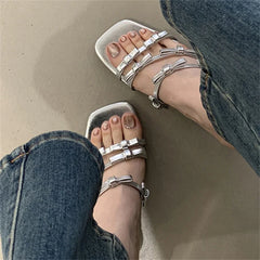 LBSFY -Summer Fashion Leopard Narrow Band Woman Slippers Thin Low Heels Party Stripper Ladies Mules Slides Zapatos Mujer