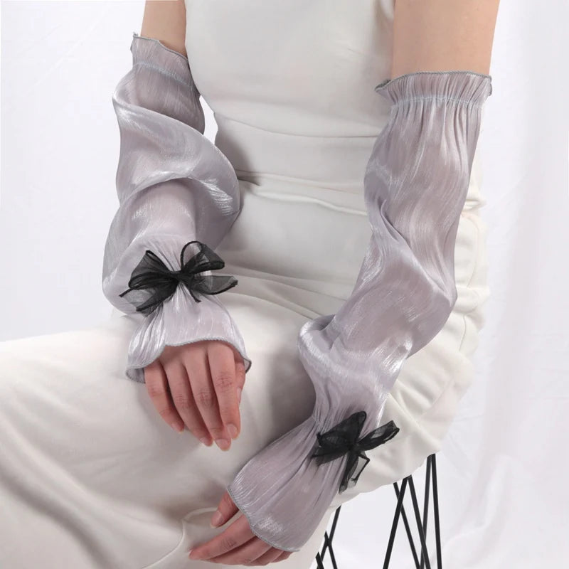 Lbsfy Cute Women Summer Long Fingerless Gloves Lady Thin Lace Mesh Arm Sleeve Sunscreen Uv Breathable Mittens Sun Protection Sleeves