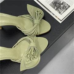 LBSFY -Fashion Open Toe Narrow Band Butterfly-kont Thin Heels Women Slippers Summer Party Dress Slides Shoes