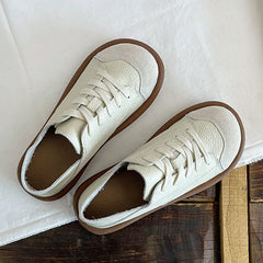 LBSFY  -  New Women's Shoes Flat Bottom Round Toe Flat Shoes Casual Lace Up Ladies Sneakers Mixed Color Soft Sole Beige Vulcanized Shoes