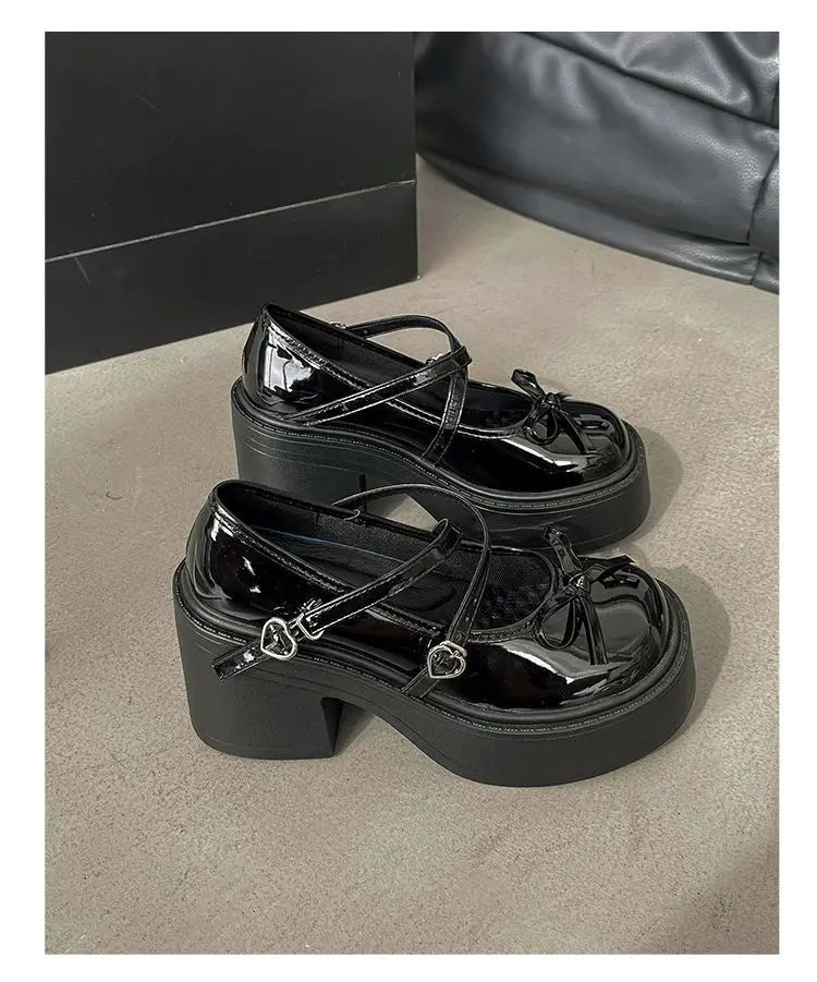 LBSFY -Lolita Shoes Women Japanese Style Mary Jane Shoes Women Vintage Shallow High Heels Chunky Platform Shoes Cosplay Female Sandals