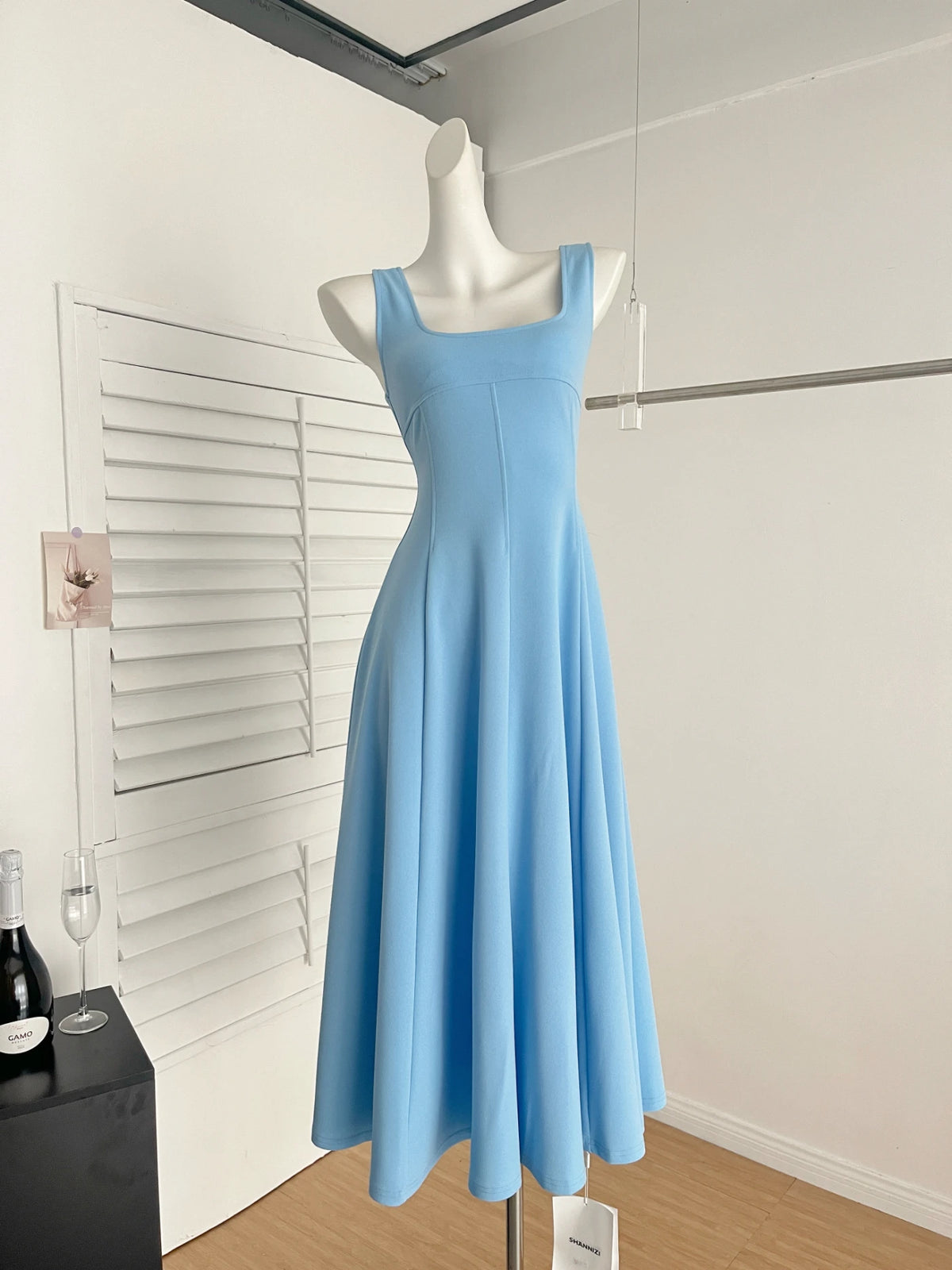 LBSFY -French Gentle Casual Women's Sling Dresses Sleeveless Slim-Fit Spaghetti Strap Zipper Long Dress Summer Office Lady Vestidos