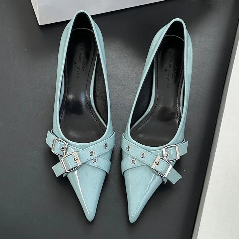 Lbsfy Belt Buckle Design High Heels Women Brand Women Shoes Shallow Classics Elegant Dress Shoes Fashion Pointed Toe Pumps Women