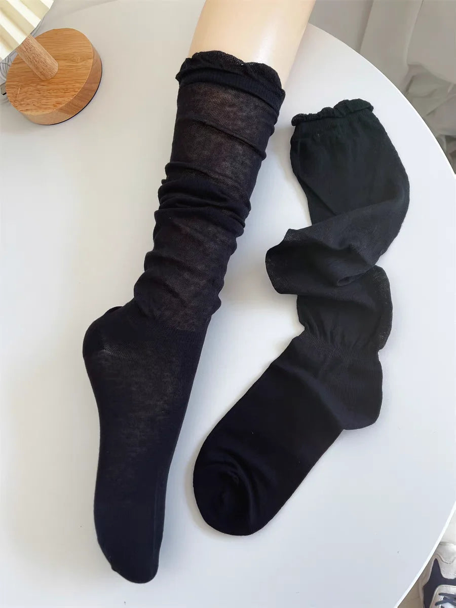 Lbsfy Black White Stockings Women Girls Thigh High Long Socks JK Japanese Leggings Summer Thin Loose Costumes Sweet Ballet Hosiery