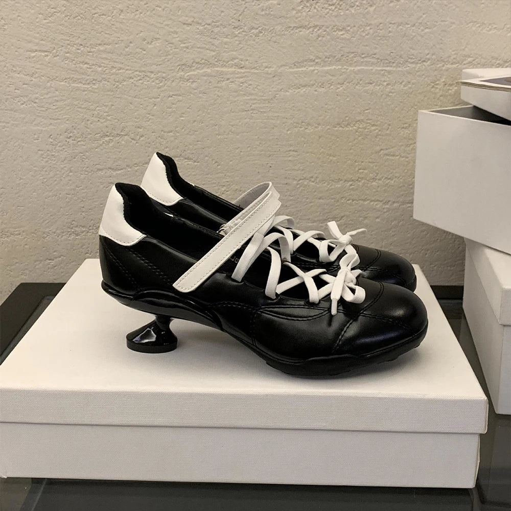 LBSFY -2025 New Sports Style Lace Up Ballet Shoes Women's Designer High Heels Mary Jane Dance Ballroom Party Prom Shoes 1.97 inch