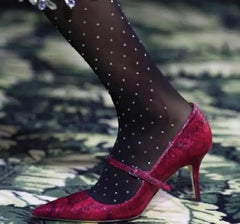 LBSFY  -  Elegant Women Burgundy Pointed Toe Shallow Slip On Buckle Strap Med Thin Heels Party Dress Pumps Women French Style Single Shoes