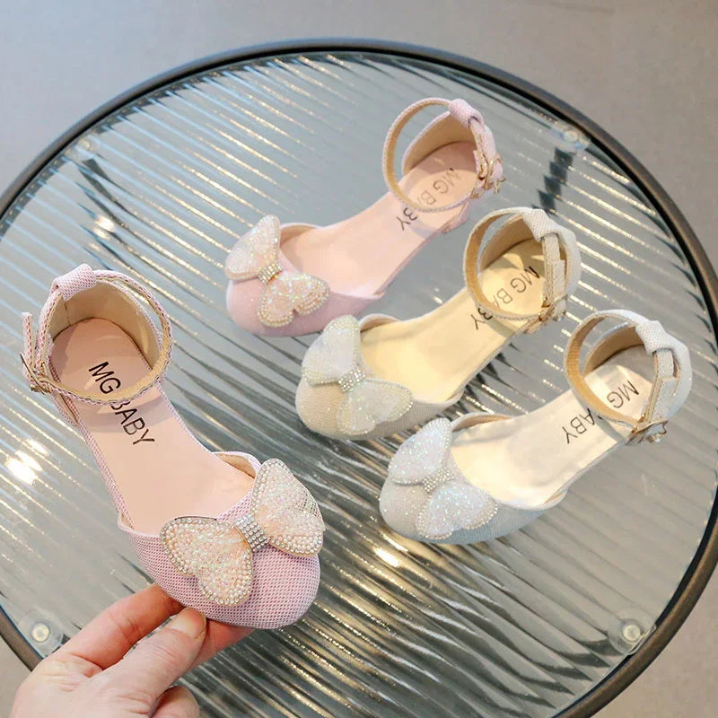 LBSFY -Lace Casual Stage Elegant Comfortable Fashion Spring and Summer Students Baby Girls Princess Cute Kids Bow Beaded Sandals