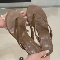 LBSFY -Summer Fashion Comfortable Round Clip Toe Slippers Women Thin Low Heels Casual Sandals Flip Flops Beach Shoes Zapatos De Mujer