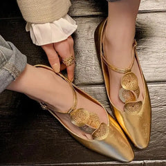 LBSFY  -  Trend Retro Women Flat Heel Shoes Fashion Summer Pointed Toe Ladies Elegant Dress Pumps Low Heel Mary Jane Shoes Footwear Mujer