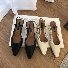 LBSFY -Women Flats Heel Slingback Sandals Slip On Shallow Mules Shoes Pointed Toe Female Office Lady Work Shoes Mujer