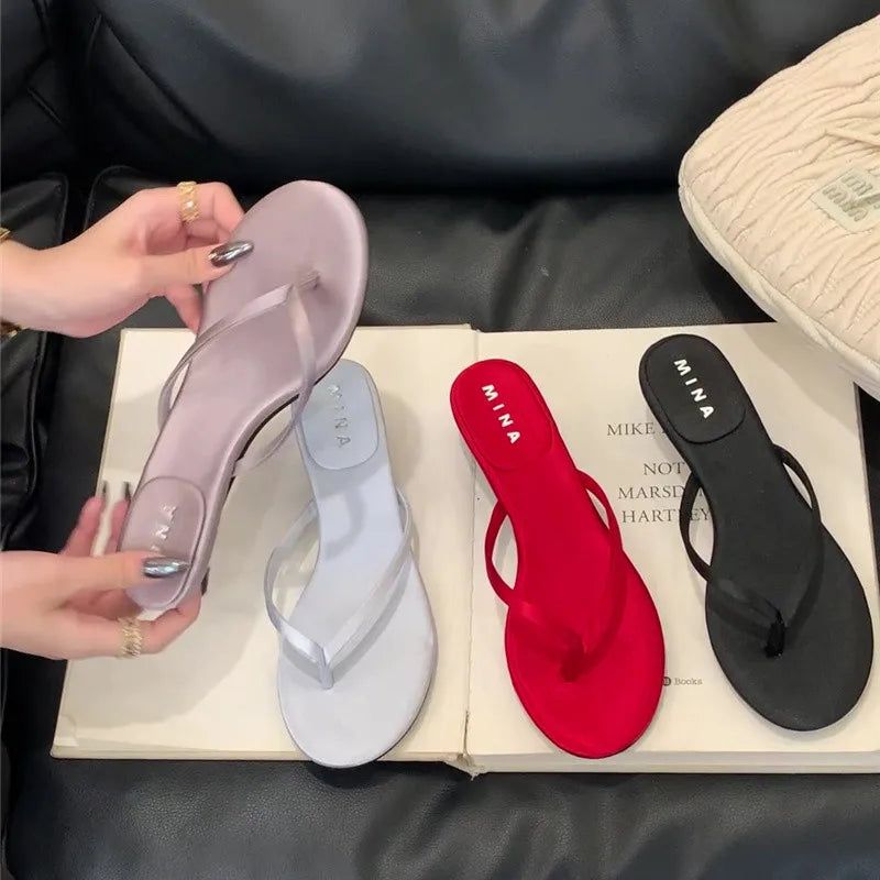 LBSFY -Summer New Brand Women Slipper Fashion Narrow Band Ladies Casual Slides Outdoor Dress Flat Heel Vacation Sandal