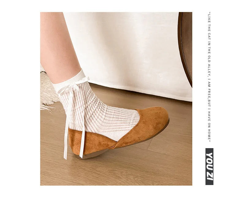 LBSFY -Splicing Square Toe Mules Shoes for Women Suede Flats 2025 Spring Autumn Slip on Designer Fashion Solid Color Casual Loafers