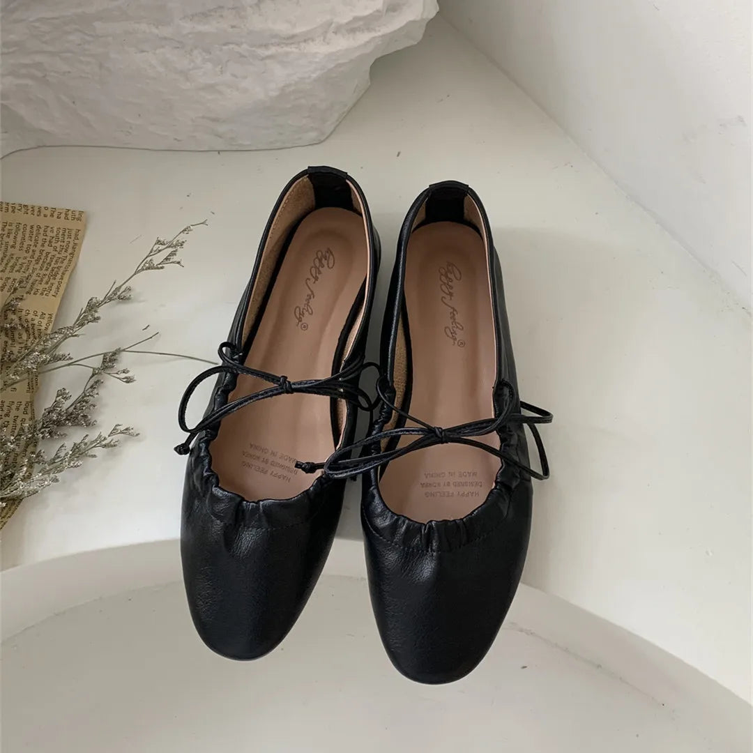 LBSFY -Women Casual Flats Comfortable Soft Boat Shoes Loafers Ballerina Shallow Round Toe Ballet Flat Shoes Women Slip On Side