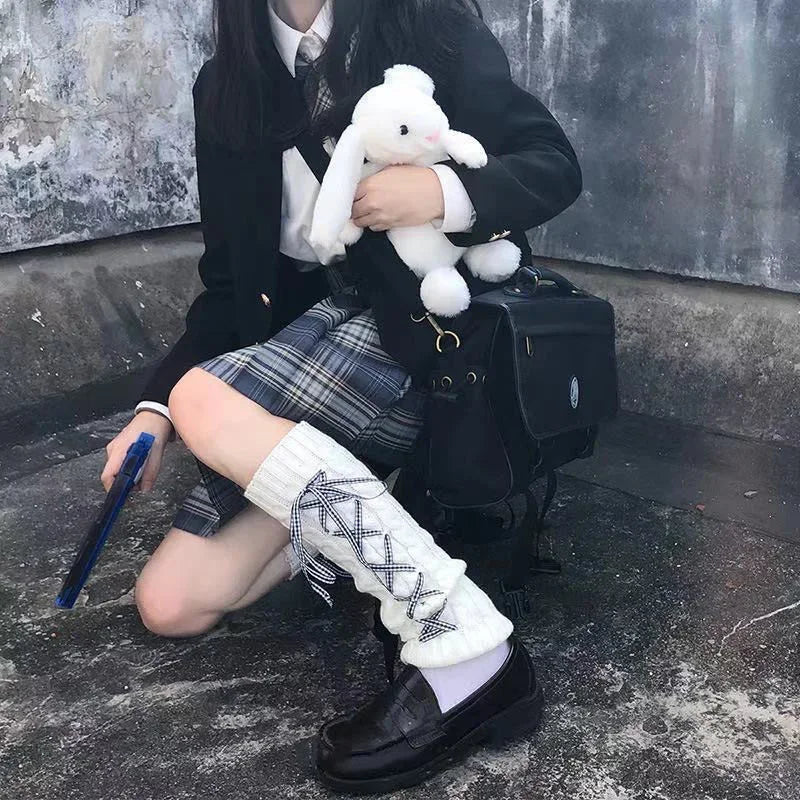 Lbsfy Lolita Leg Warmers Women Japanese Style Gothic Long Socks Ribbon Leggings Gaiters Knee Goth Sock Knitted Cuffs Ankle Warmer