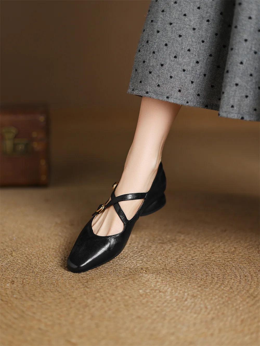 LBSFY  -  Women Mary Jane Shoes Fashion Buckle 2025 Genuine Leather Spring Summer Nightclub Party Pumps Shoes Woman