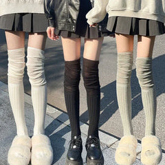Lbsfy 1/3pairs Autumn Long Tube Socks Thermal Warm Stocking Female Trendy Casual Thigh High Striped Leggings Trendy Over The Knee Sock