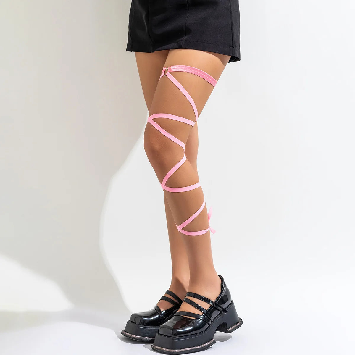Lbsfy 1PC Punk Gothic Multilayer Black Elastic Band Leg Thigh Chain Women Sexy Circle Harness Cosplay Harajuku Body Jewelry