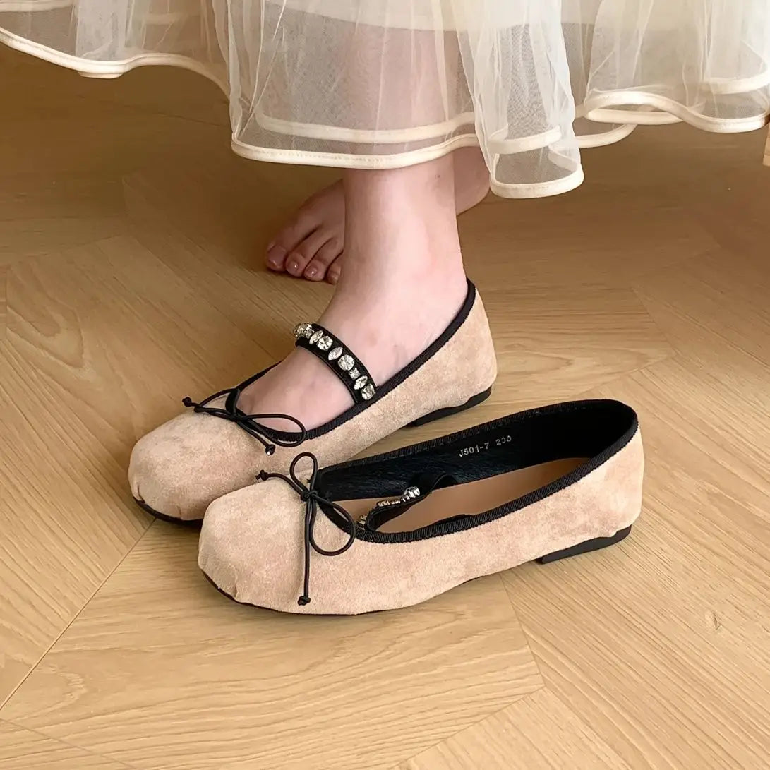 LBSFY  -  New Brand Women Flat Shoes Round Toe Shallow Slip On Ladies Casual Ballet Shoes Soft Leather Eelgant Balle Shoes