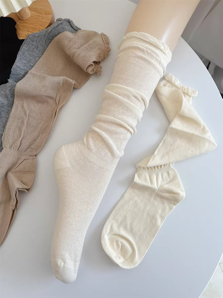Lbsfy Black White Stockings Women Girls Thigh High Long Socks JK Japanese Leggings Summer Thin Loose Costumes Sweet Ballet Hosiery