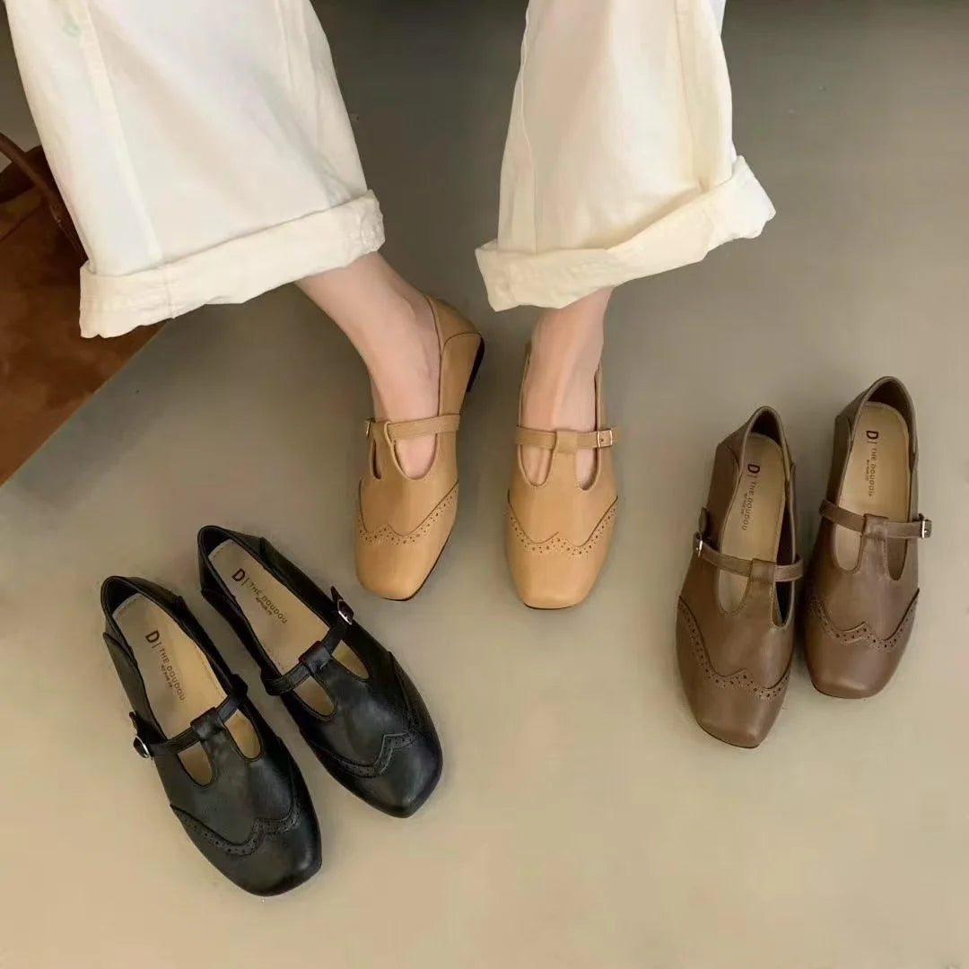 LBSFY -New Style Fashion Women's Flat Loafers Shoes Casual Sneakers Shallow Mary Jane Shoes Sandals Walking Leather Zapatos De Mujer