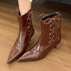 LBSFY  -  New Winter Designer Ankle Boots Women Fashion Sexy Pointed Toe Short Boots Female Cross-tied Elegant High Heel Boots Women