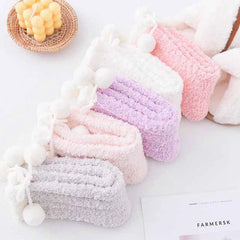 Lbsfy Socks Women Ladies Girls Warm Knee Cute Kawaii Sweet Style Autumn Winter Soild Warm Coral Fleece Warm Thick Home Socks Stockings