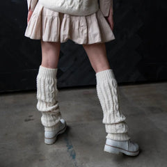 Lbsfy Winter Warm Knitted Wool Thickened Leg Warmers Wool Women Long Calf Socks Harajuku White Boots Leg Covers Punk Accessories