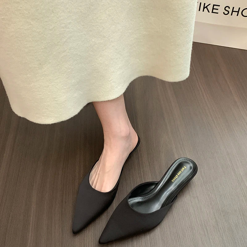 LBSFY  Summer Fashion Pointed Toe Mules Women Slippers Casual Dress Street Style Slides Ladies Slip On Shoes