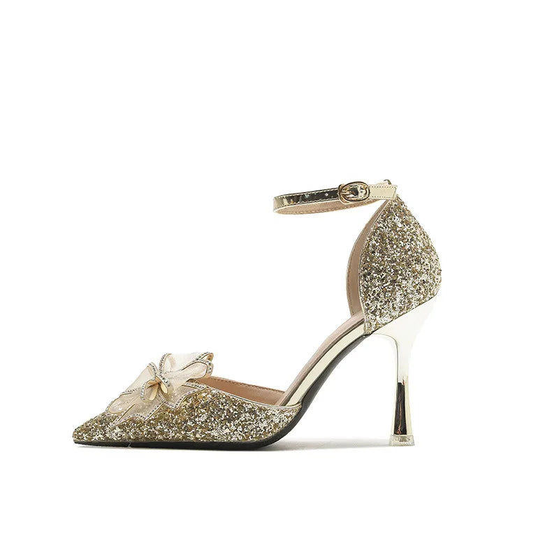 LBSFY  -  Size 31-43 Silver High Heels Women's Shoes Small Size Wedding Dress Bridesmaid Thin Heels