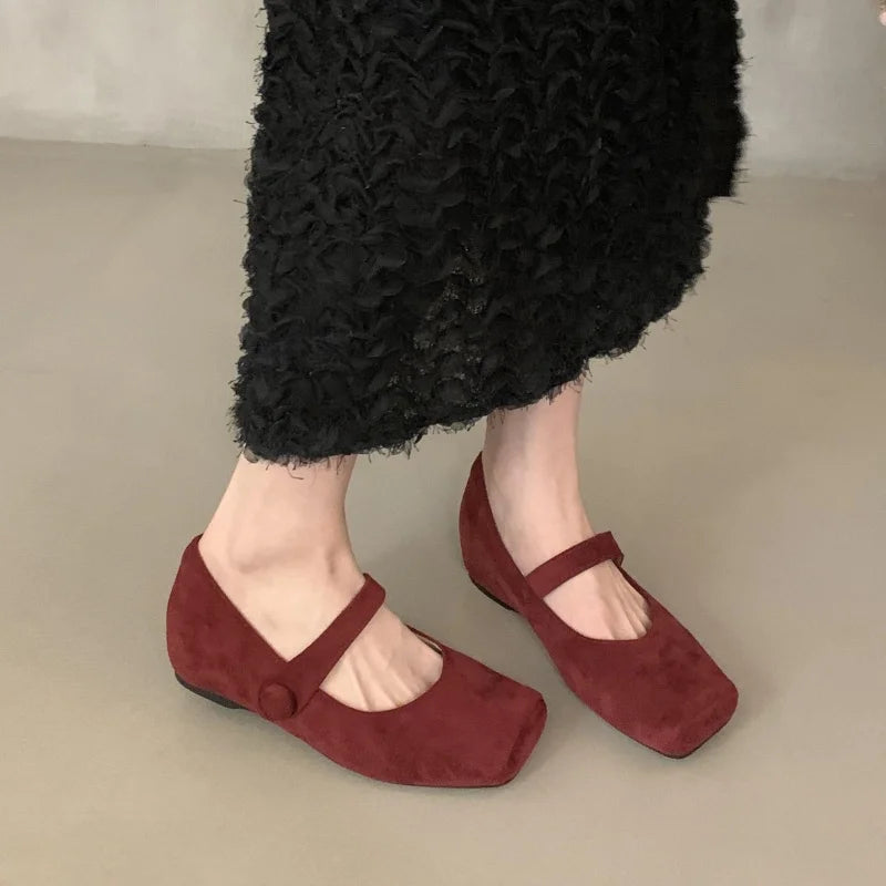 LBSFY  -Spring Brand Women Flats  Soft Leather Eelgant Dress Shoes Square Toe Shallow Slip On Ladies Casual Ballet Shoes