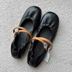 LBSFY  -  Women's Single New Flat Round Muller Shoes Casual Comfortable Lightweight Soft Sole Single Shoes comfortable belt buckle shoes