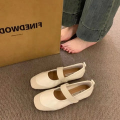 LBSFY -New Style Fashion Retro Women Spring Round Flat Shoes Comfor Anti Slip Mary Janes Shoes Soft Sole Versatile Women's Casual Shoes