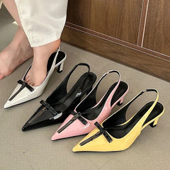 Lbsfy Design High Heels Female Butterfly-Knot Zip Mules Pumps Ladies Sexy Pointed Toe Slingbacks Sandals Women Zapatos De Mujer