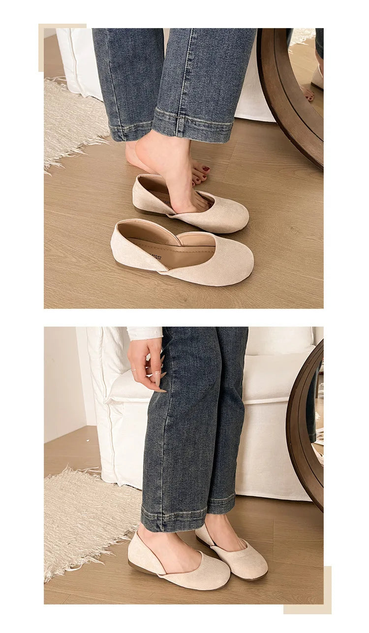 LBSFY -Splicing Square Toe Mules Shoes for Women Suede Flats 2025 Spring Autumn Slip on Designer Fashion Solid Color Casual Loafers