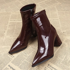 LBSFY -Women Ankle High Heels Chelsea Boots Pointed Toe Shoes Goth Designer Pumps Winter 2025 New Brand Shoes Women Motorcycle Boots