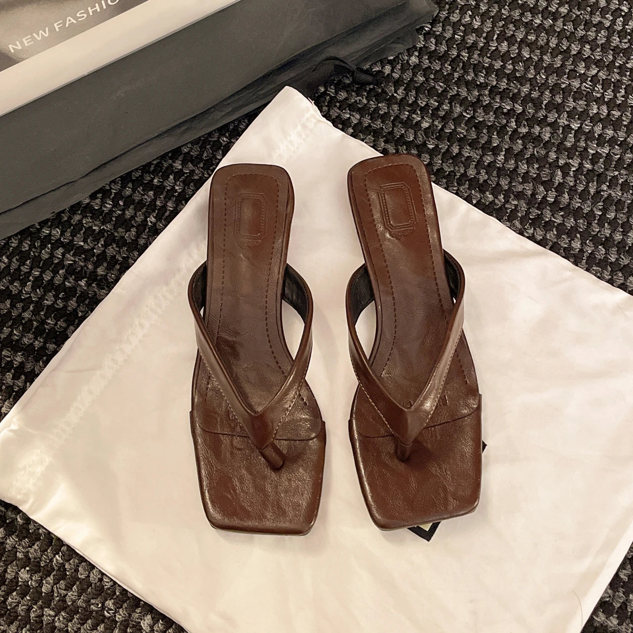 LBSFY -Summer Women Clip Toe Slippers Comfort Low Heel Slides Shoes Ladies Casual Dress Street Style Sandalis Flip-Flops Slippers