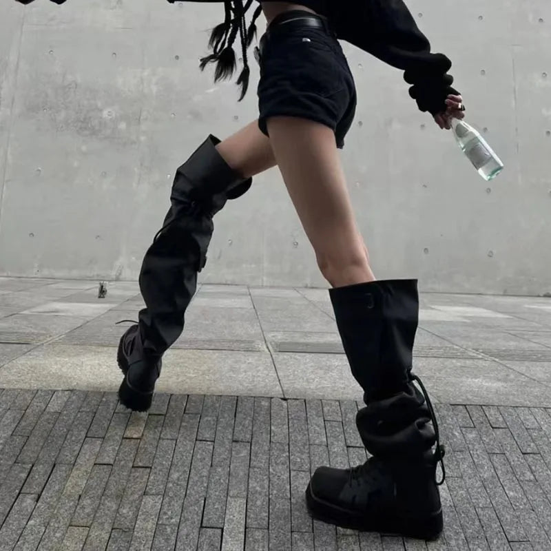 LBSFY  -  Spot Large Walled Stacking Boots, Black Long Boots, High Top Knight Boots, Over The Knee Long Boots, Women's New Boots