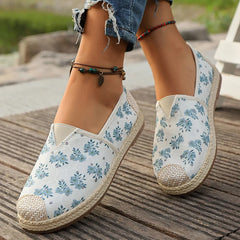 LBSFY  -  Flowers Print Loafers Shoes Women Autumn Slip-On Breathable Canvas Espadrille Shoes Woman Comfort Non-Slip Casual Flats Female