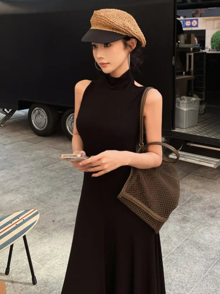 LBSFY -Women's Sexy Vintage Summer Backless Dresses Slit Fit Sleeveless Spaghetti Strap Halther Evening Dress Club Party Prom Chic New