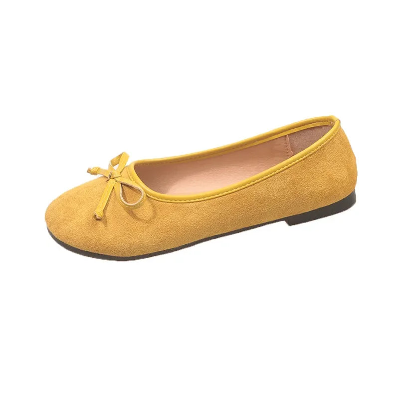 LBSFY -Spring 2025 Women's Flat Bottom Slip-On Shoes with Butterfly Knot round Head Bean Style Korean Fashion Low Cut Casual Shoes