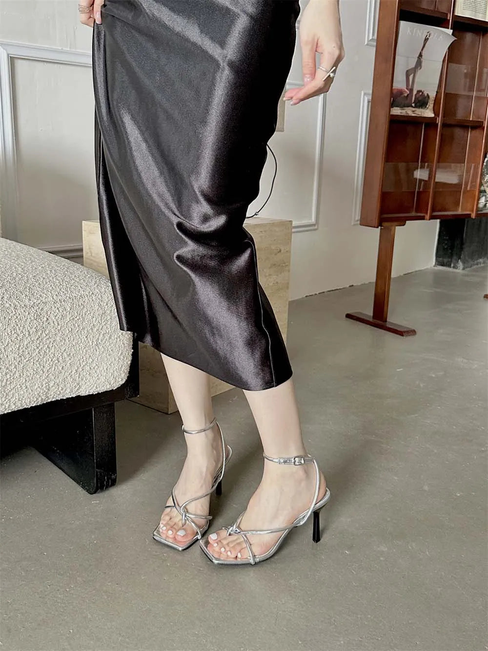 LBSFY  -  Sexy Women Sandals Summer Dress Shoes Black Beige Silver Gold Party Pumps Back Strap Shallow Slides Mules Stiletto Party Pumps