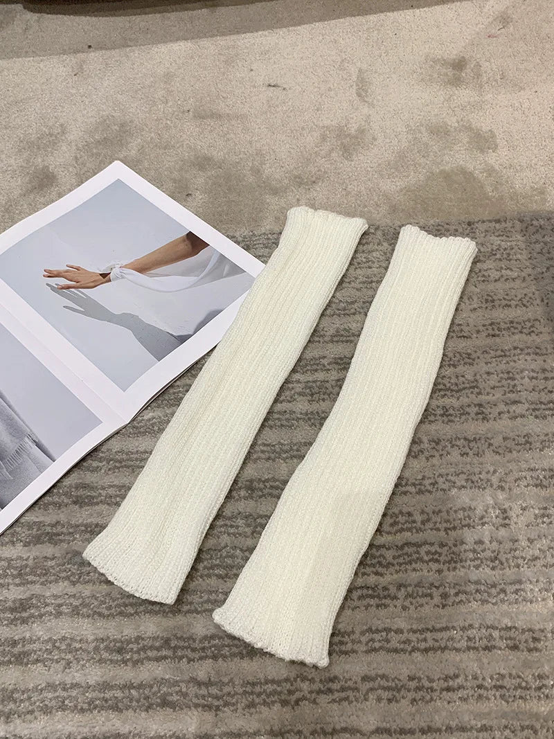 Lbsfy A Pair Of knitted JK Socks For Women White Black Pink Blue Kawaii Long Calf Socks Leg Covers Autumn And winter Warm Lolita Socks