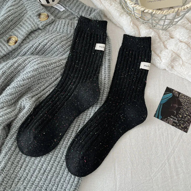 Lbsfy Wool Socks For Women Japanese Style Girls Loose Socks Wool Warm Dot yarn Casual Simple Casual Striped Female Thick Socks Soft